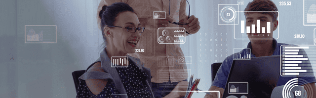 Woman interacting with technology