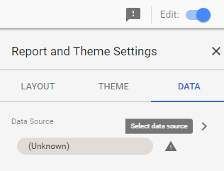 screen grab of how to select data source