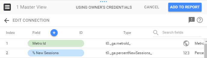 screen grab of how to add data source to the report