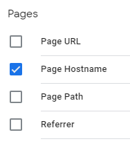 image of list of pages with box checked next to page hostname