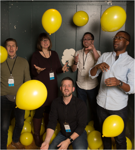Bounteous employees with balloons