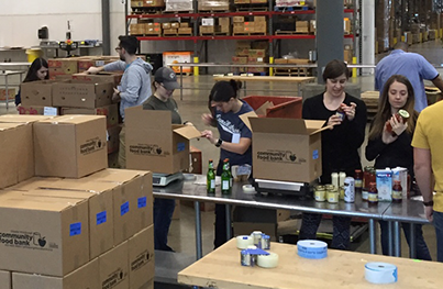Bounteous employees working at food drive