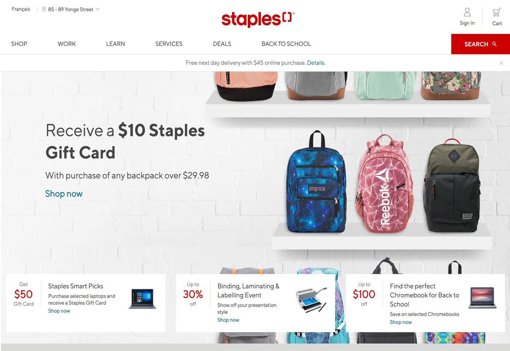 Staples Canada website home page