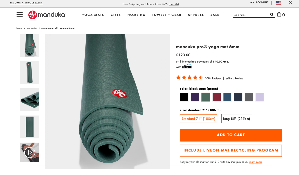 Manduka Product Detail Page