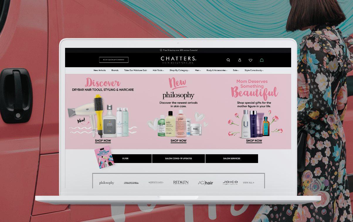 Homepage of Chatters website display on laptop screen
