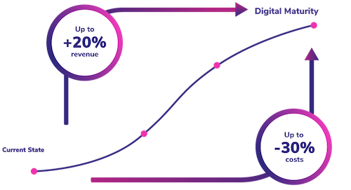 model showing an example of how digital flow creates digital maturity