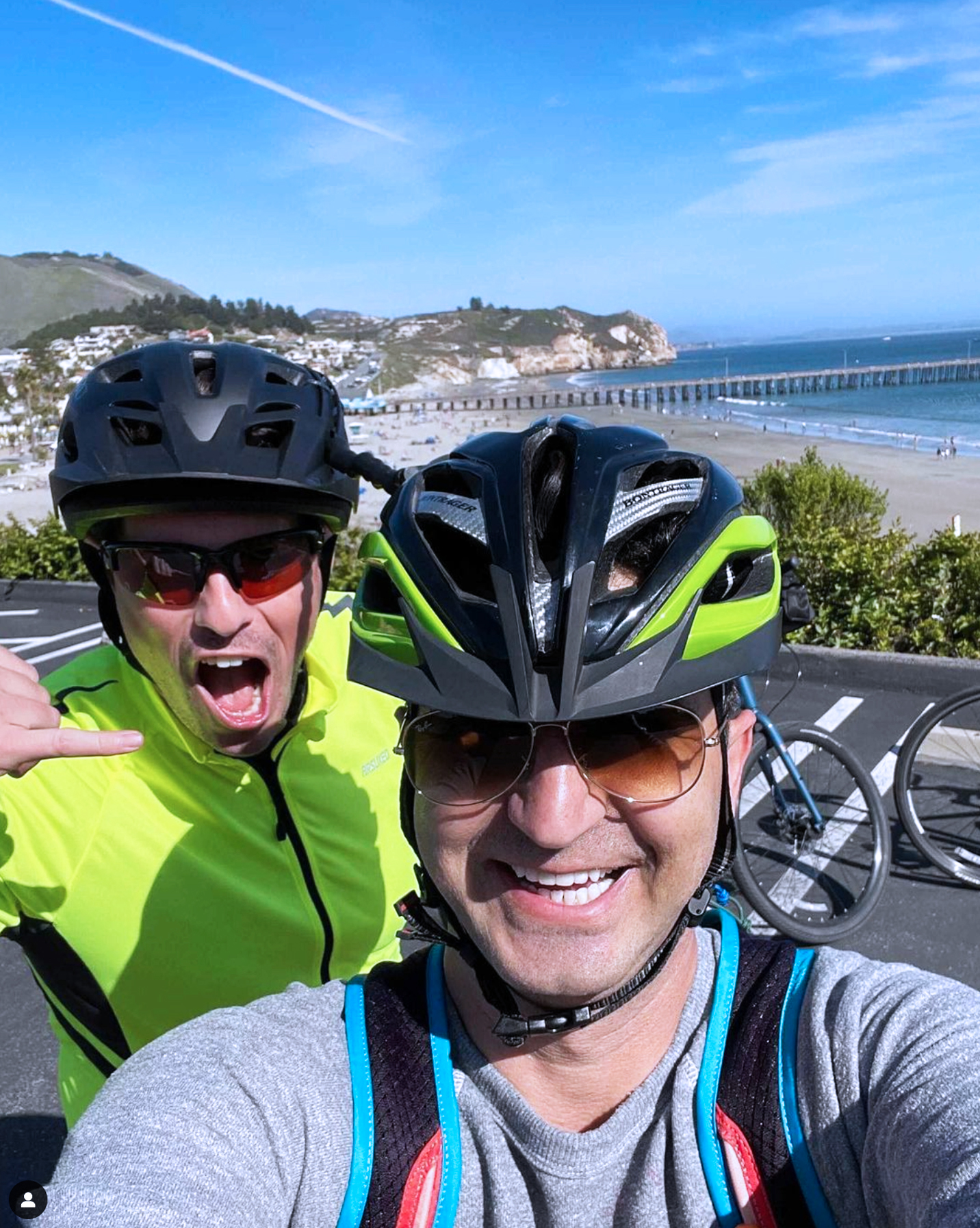 two biking coworkers