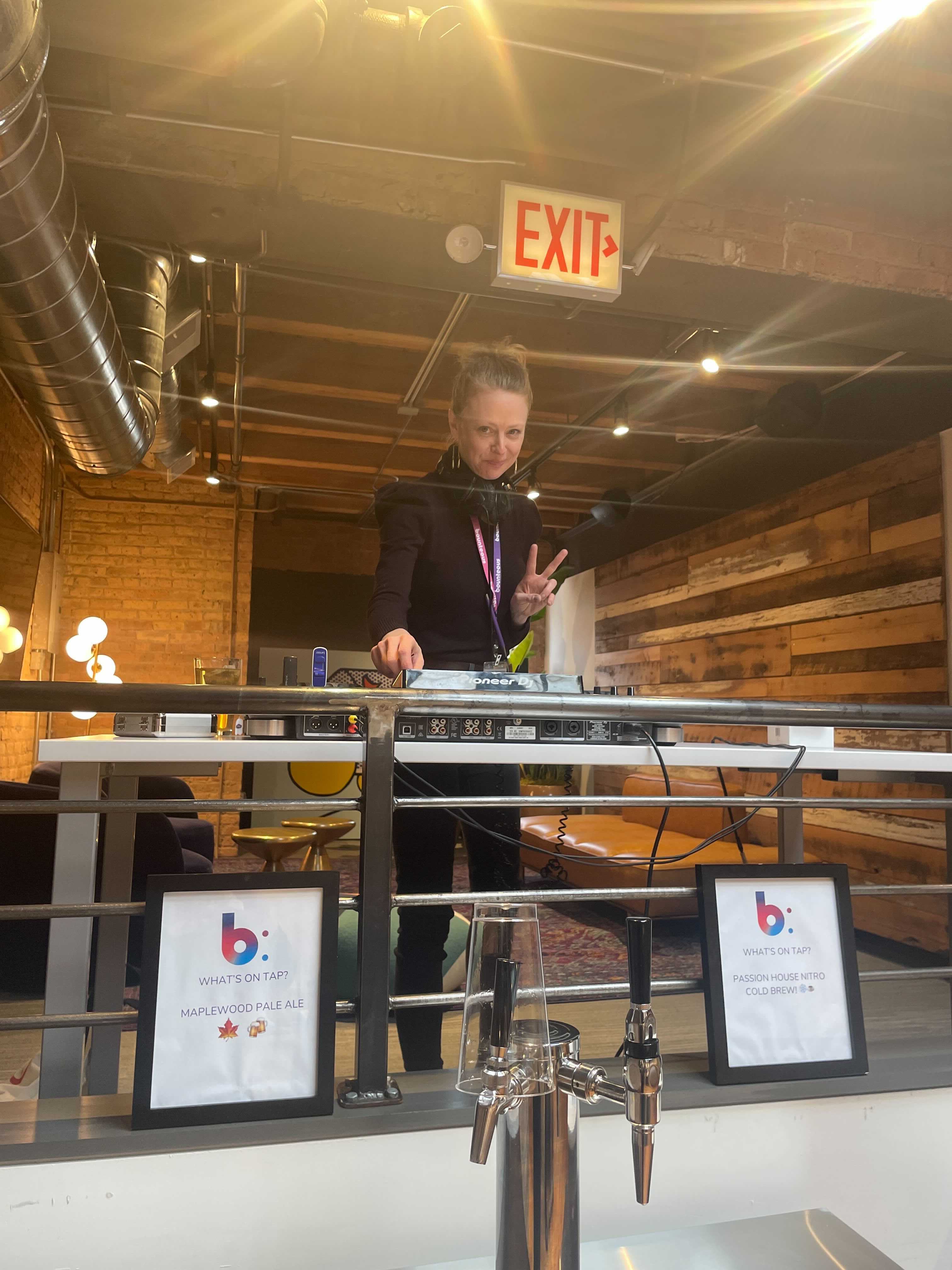 Team member djing during Chicago lunch 