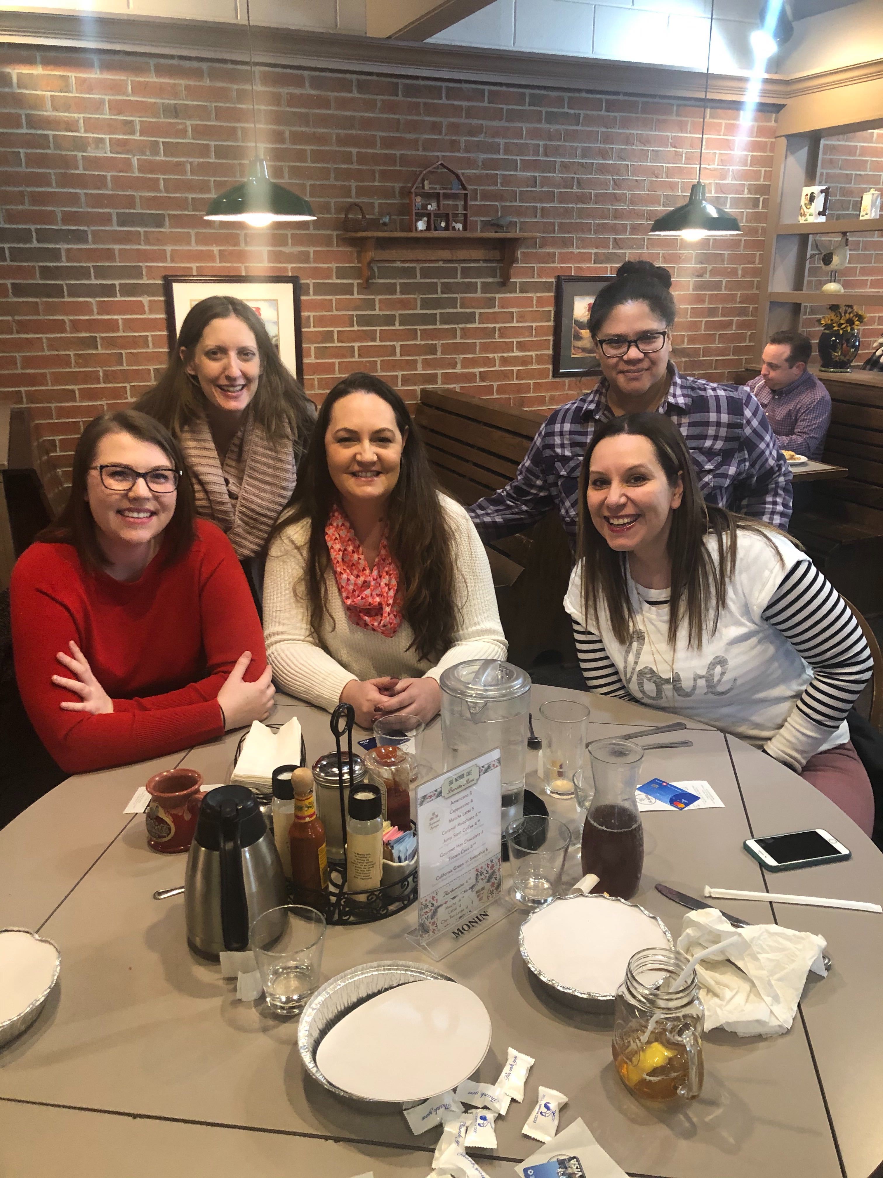 girl coworkers at breakfast