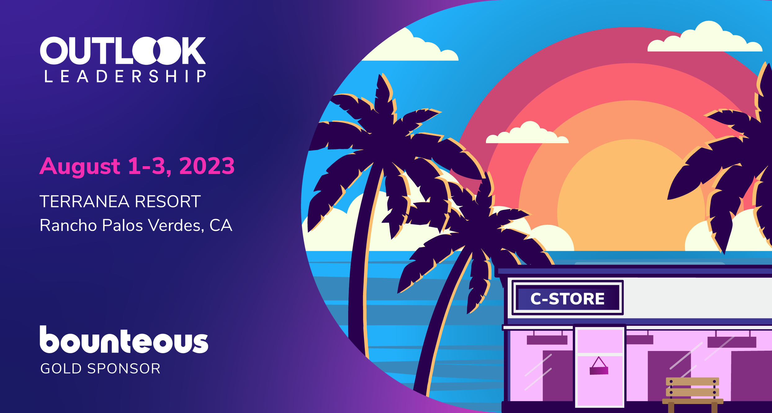 header image with event title & colorful palm tree