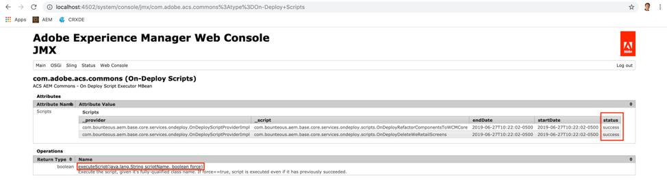 screen shot of AEM Manager Web Console JMX