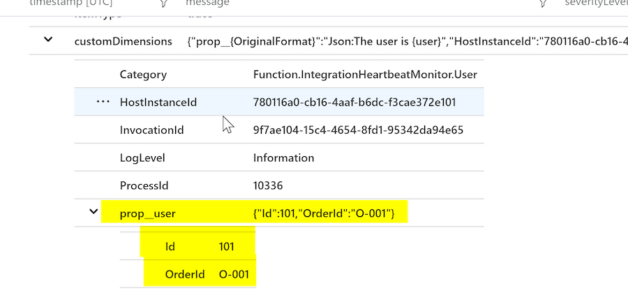 Application Insights JSON in Custom Dimensions