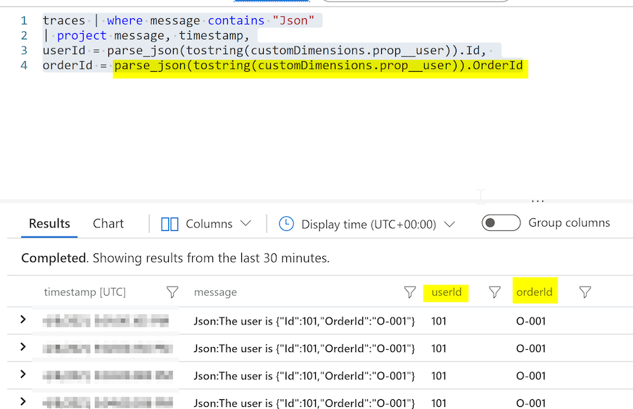 Application Insights KQL for JSON in Custom Dimensions
