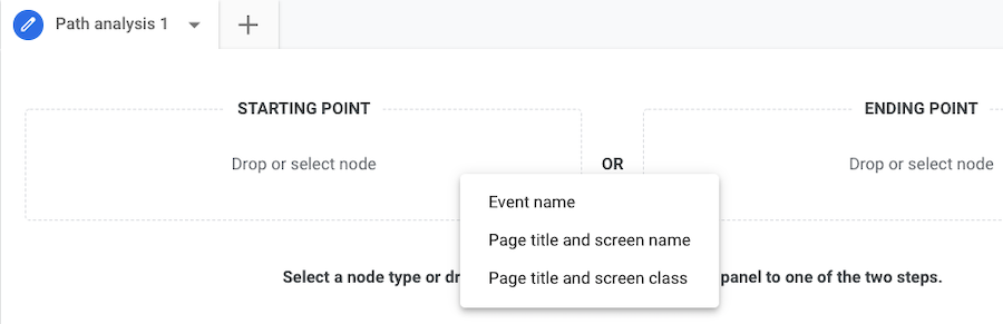 a screenshot showing the node options in the path analysis technique