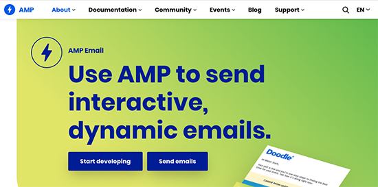 screenshot: AMP homepage