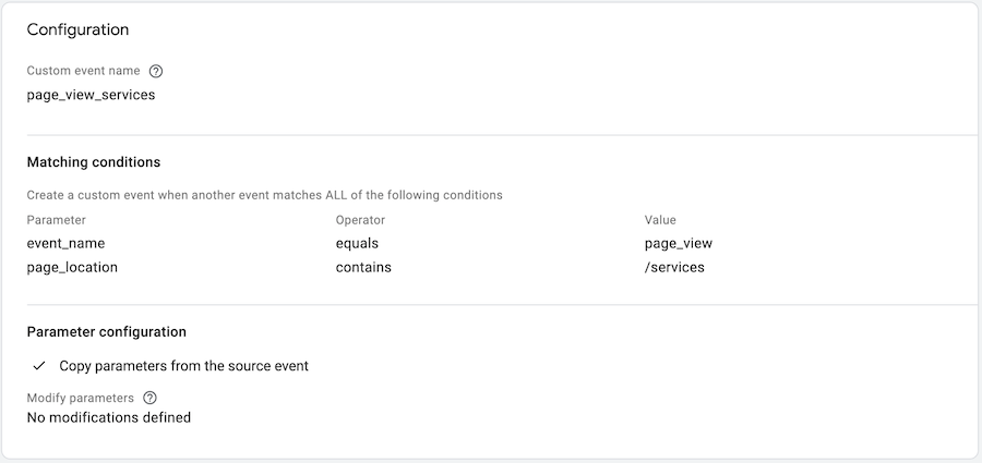 image showing how to configure the criteria