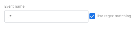 image of event name field with box checked next to it that says use regex matching