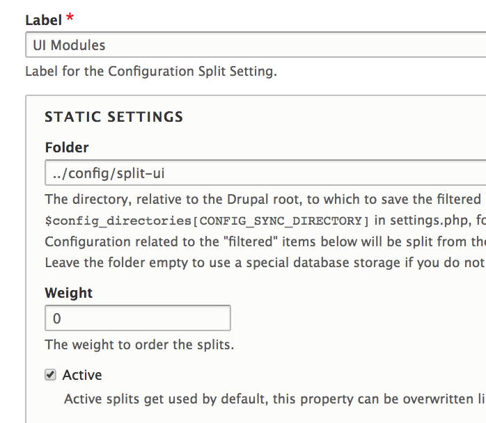 Configuration Split 