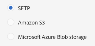 ACS allows SFTP, Amazon S3, and Microsoft Azure Blob storage