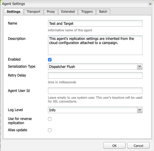 screen grab of adobe agent settings