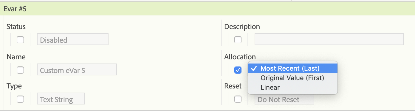 screen grab of allocation settings