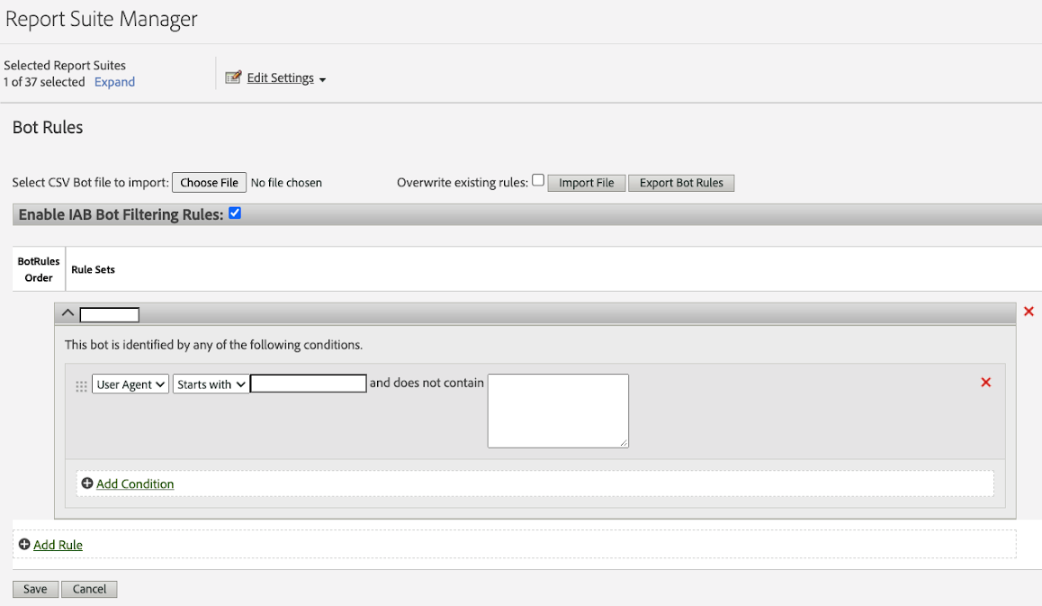 ""bot rules filtering