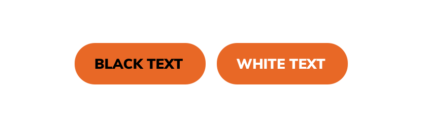 button accessibility examples showing two orange buttons one with black text and one with white text