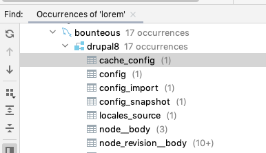 number of matches shown found PHPStorm