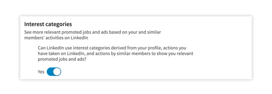 screen grab of LinkedIn's option to opt-in or out of their data collection