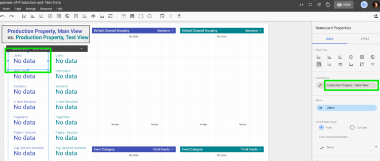 screenshot of changing the data source