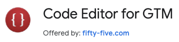 Code Editor for GTM logo and text
