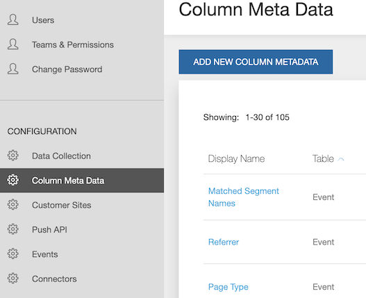 image showing column meta data field in acquia lift