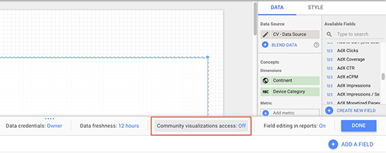 picture displaying the Community Visualizations on/off Switch