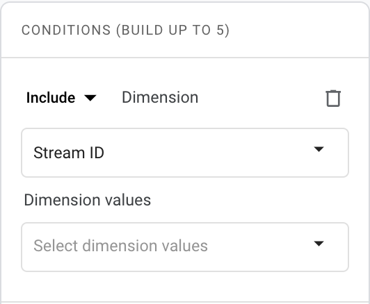 field showing where you can include or exclude stream IDs