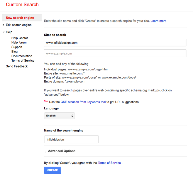 Create Custom Search Engine