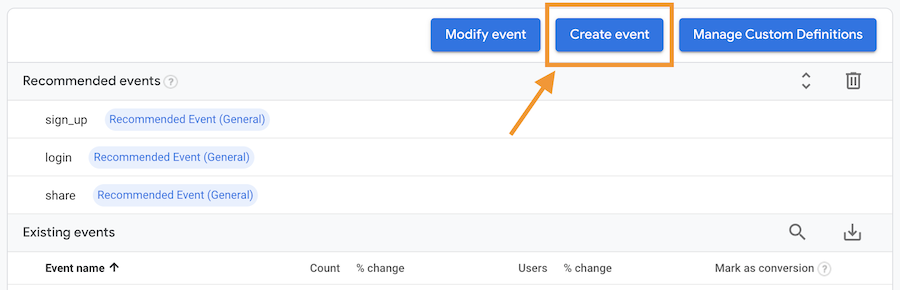 field highlighted where you can click to create event