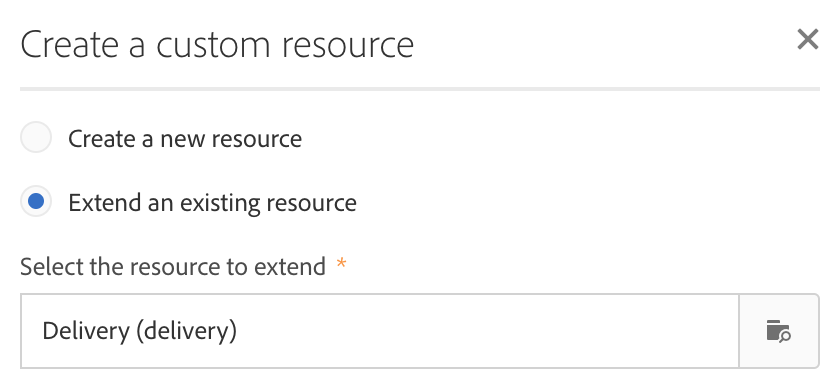 screen grab of box where you create a custom resource