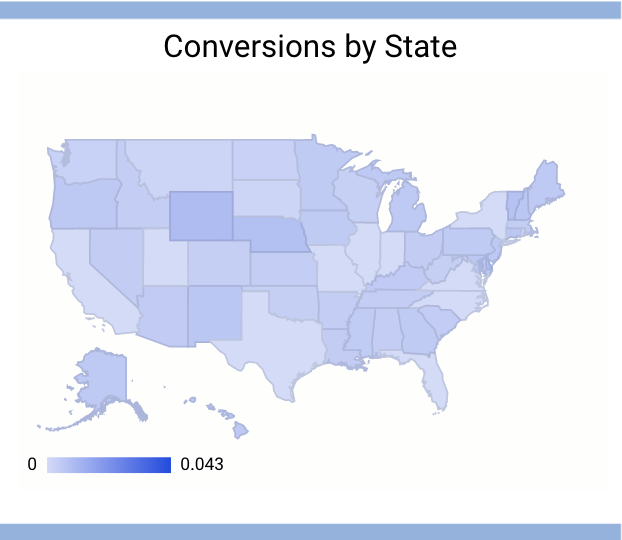 Example of Conversions by State Data Studio report
