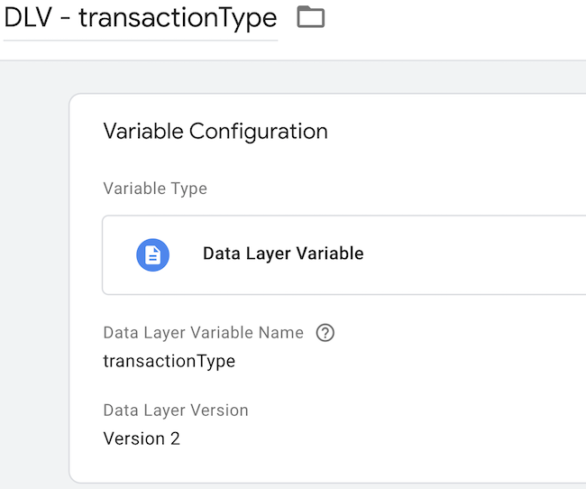 image showing variable configuration for transactionType
