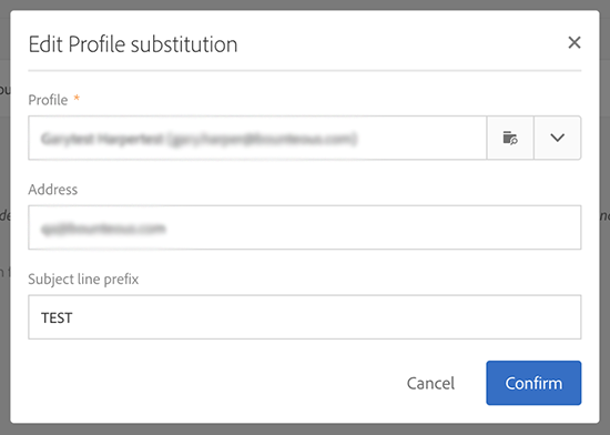 The Edit Profile Substitution window
