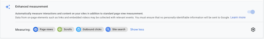 Enhanced Measurement setup in Google Analytics