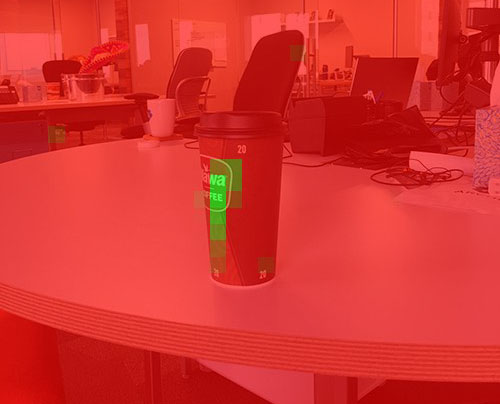 Example of AI recognizing wawa logo on coffee cup