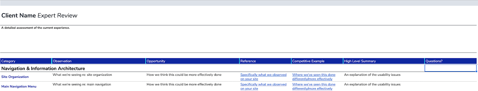 screenshot example of an expert review