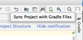 screen grab showing where to Sync Project With Gradle Files