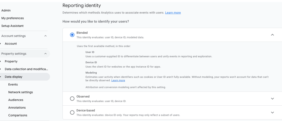 Blended Reporting Not Enabled in GA4