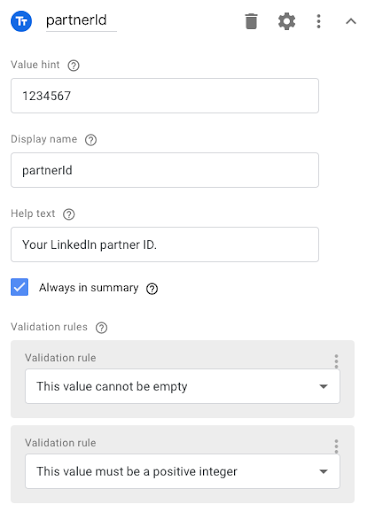 screen grab of Custom Templates Input Fields