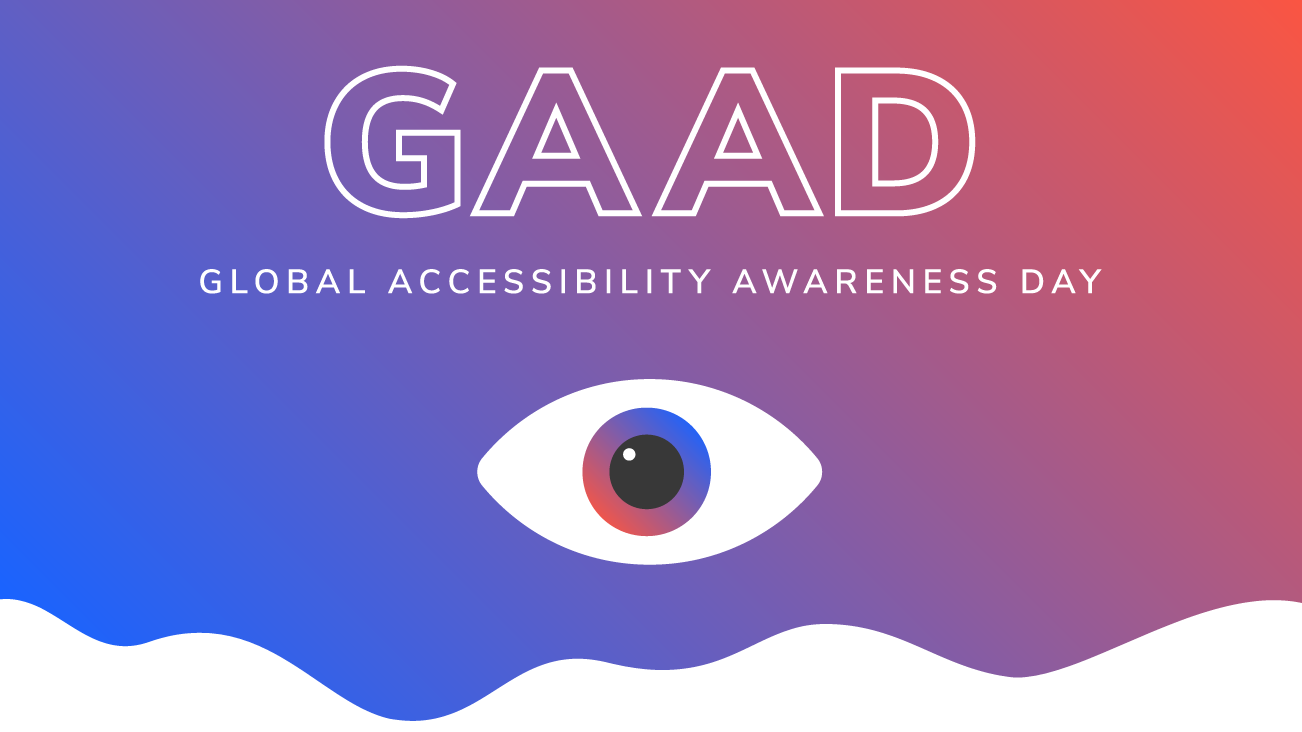 "GAAD Accessibility Awareness Day" and one eye symbol