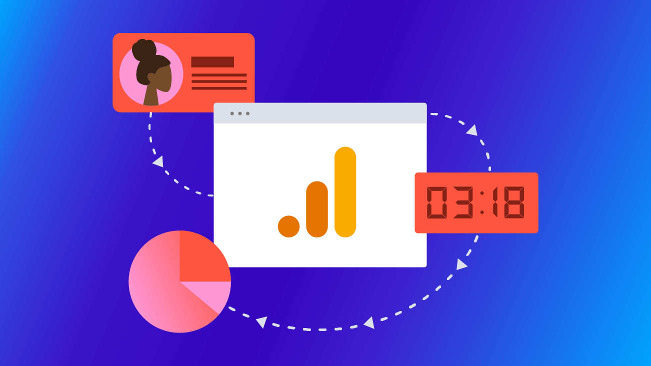 Diagram of user and online interactions, with Google Analytics at the center