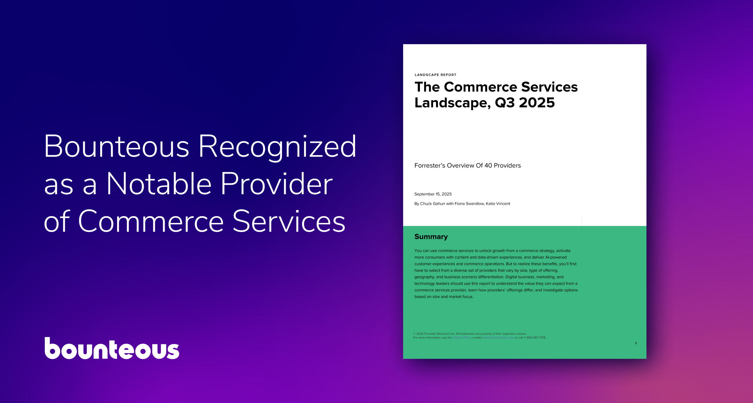 Bounteous Recognized in Commerce Services Landscape Report