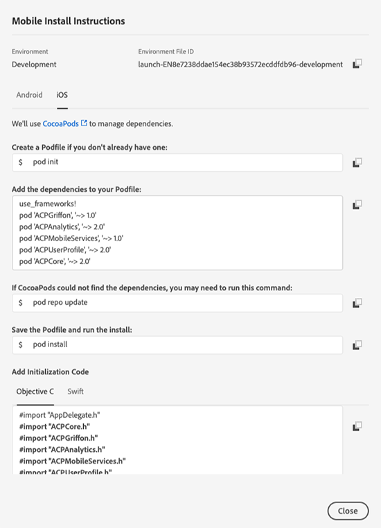 iOS Installation Instructions screen grab